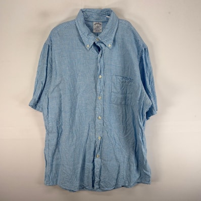 古着 ブルックスブラザーズ Brooks Brothers 半袖シャツ 胸ポケ REGENT L ブルー系 チェック メンズ
