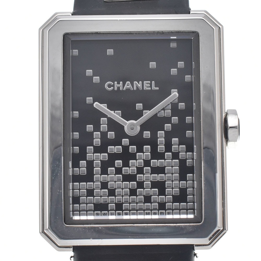 値下 シャネル CHANEL H7470 ボーイフレンド ウォンテッド ブラック/シルバー クォーツ レディース 美品 保証書付き 腕時計 D#146767