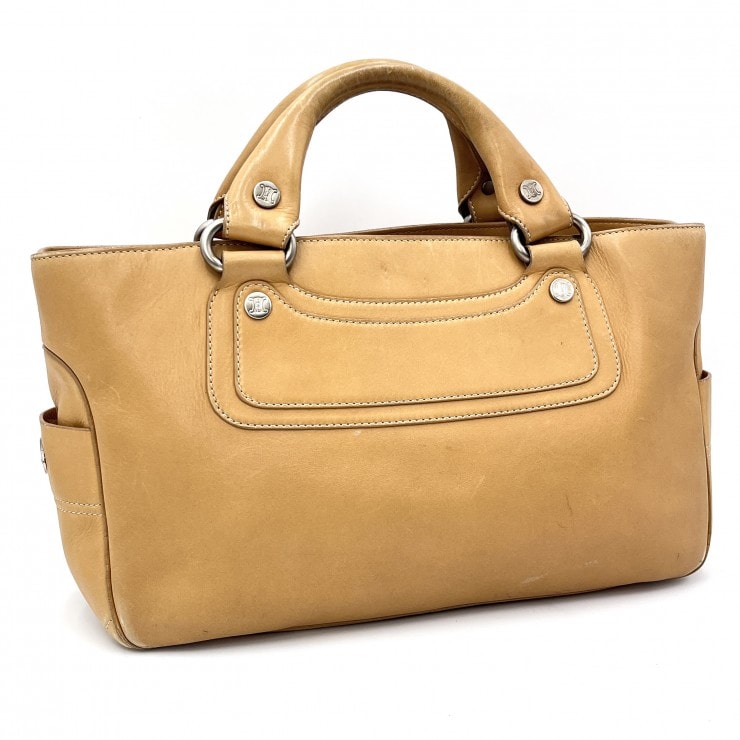 CELINE(セリーヌ)ブギーバッグ ヴィンテージ ハンドバッグ トートバッグ キャメル レザー シルバー金具 レディース BB00/75【中古】