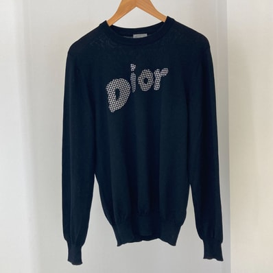 Christian Dior(クリスチャン・ディオール) 19AW Logo Patch ウール 薄手ニット サイズM ブラック