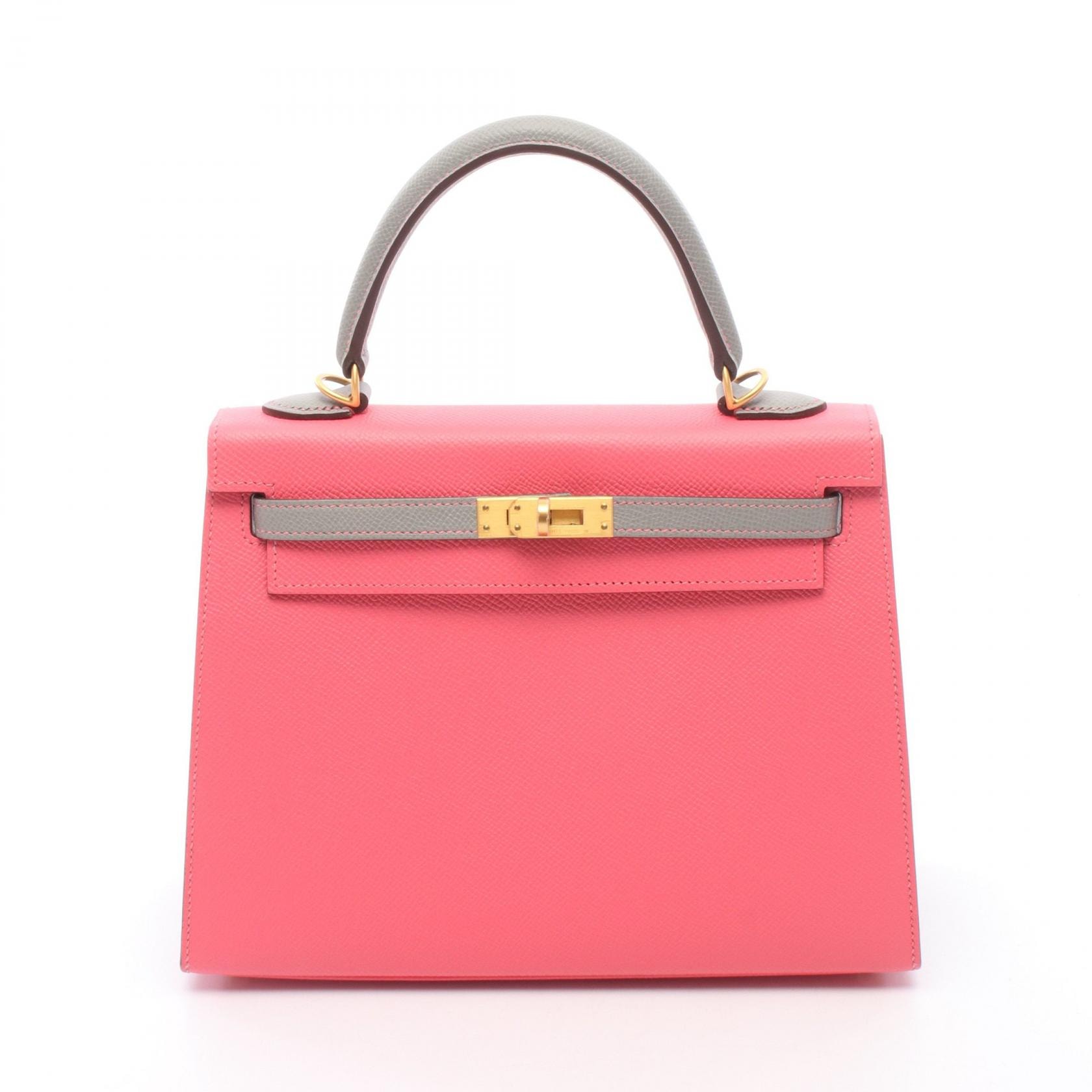 エルメス HERMES ケリー25 外縫い 2WAY パーソナルオーダー ハンドバッグ バッグ レザー ヴォーエプソン ヴォーエプソン ローズアザレ A刻印(2017年製造) レディース ピンク系 / グレー系 【中古】