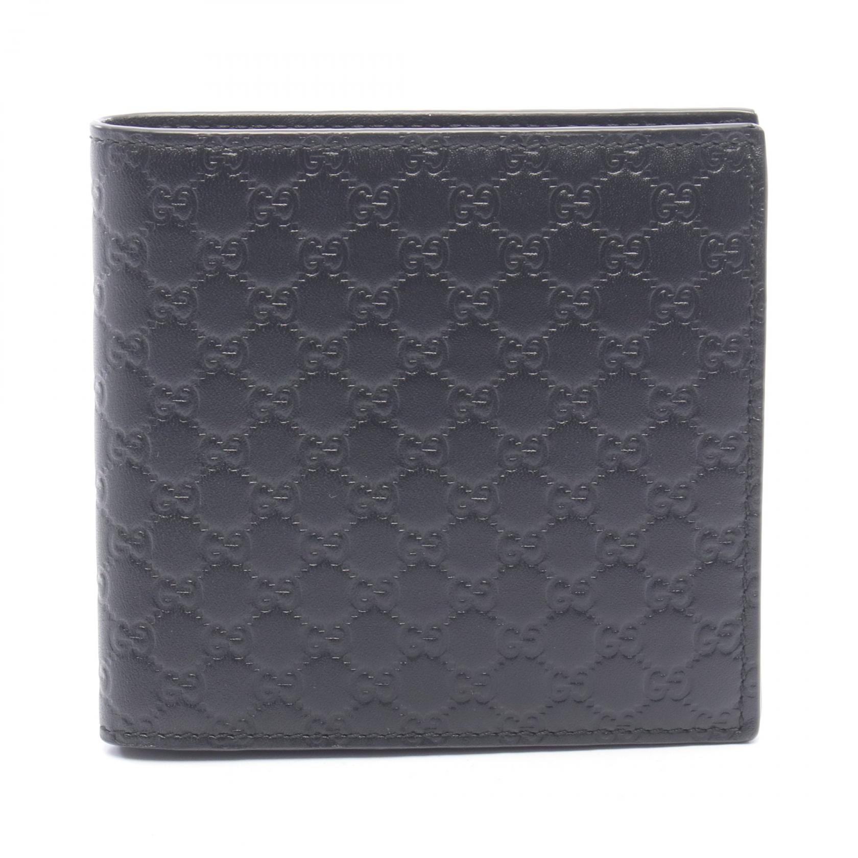 グッチ GUCCI マイクログッチシマ 二つ折り財布 財布 レザー メンズ ブラック系 150413 【中古】