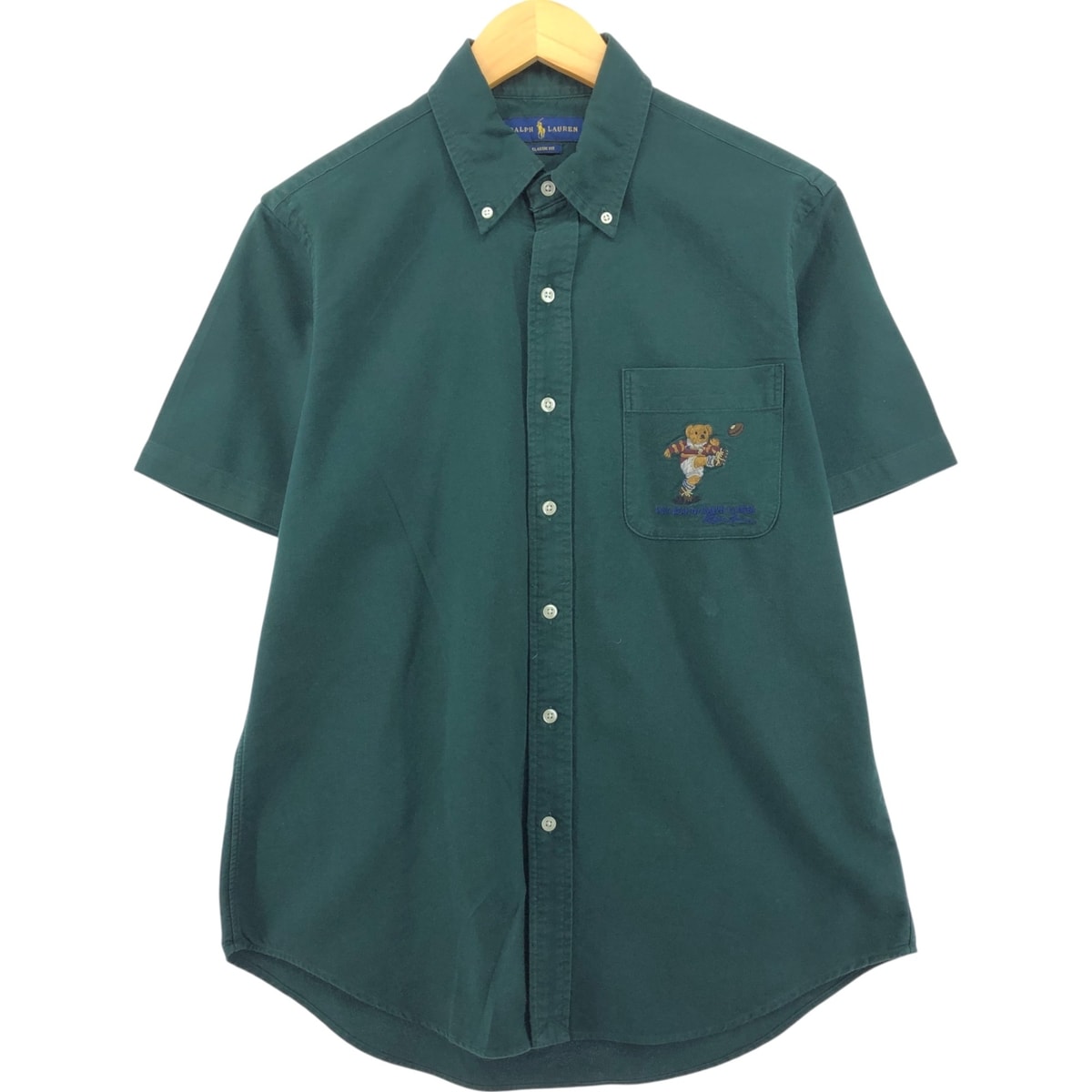 古着 ラルフローレン Ralph Lauren CLASSIC FIT クラシックフィット ポロベア 半袖 ボタンダウンシャツ メンズM相当/eaa555105