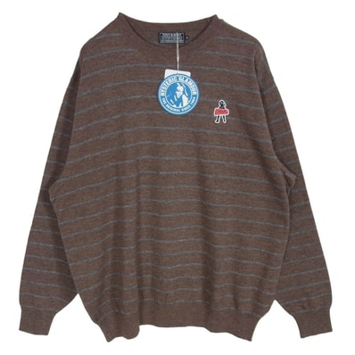 HYSTERIC GLAMOUR ヒステリックグラマー ニット 24AW 02243NS14 GLAMOUR VIXEN GIRL ビクセンガール ワッペン ボーダー ニット セーター ブラウン系 XL【新古品】【未使用】【中古】