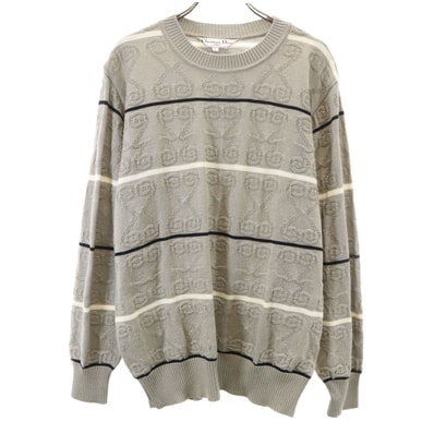 Christian Dior SPORTS クリスチャンディオールスポーツ 90s オールド 総柄 長袖 ニット L グレー セーター