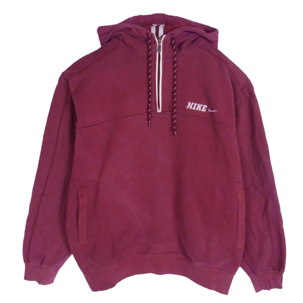NIKE ナイキ パーカー 銀タグ ハーフジップ プルオーバー パーカー スウェット エンジ系 L【中古】
