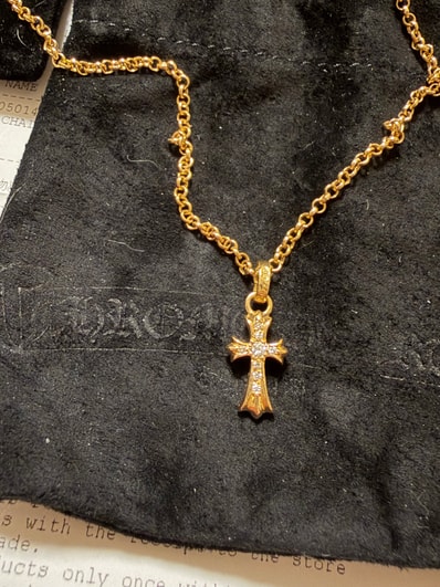 Chrome Hearts 22K CH Cross Baby Fat Charm with Pave Diamond "Yellow Gold"