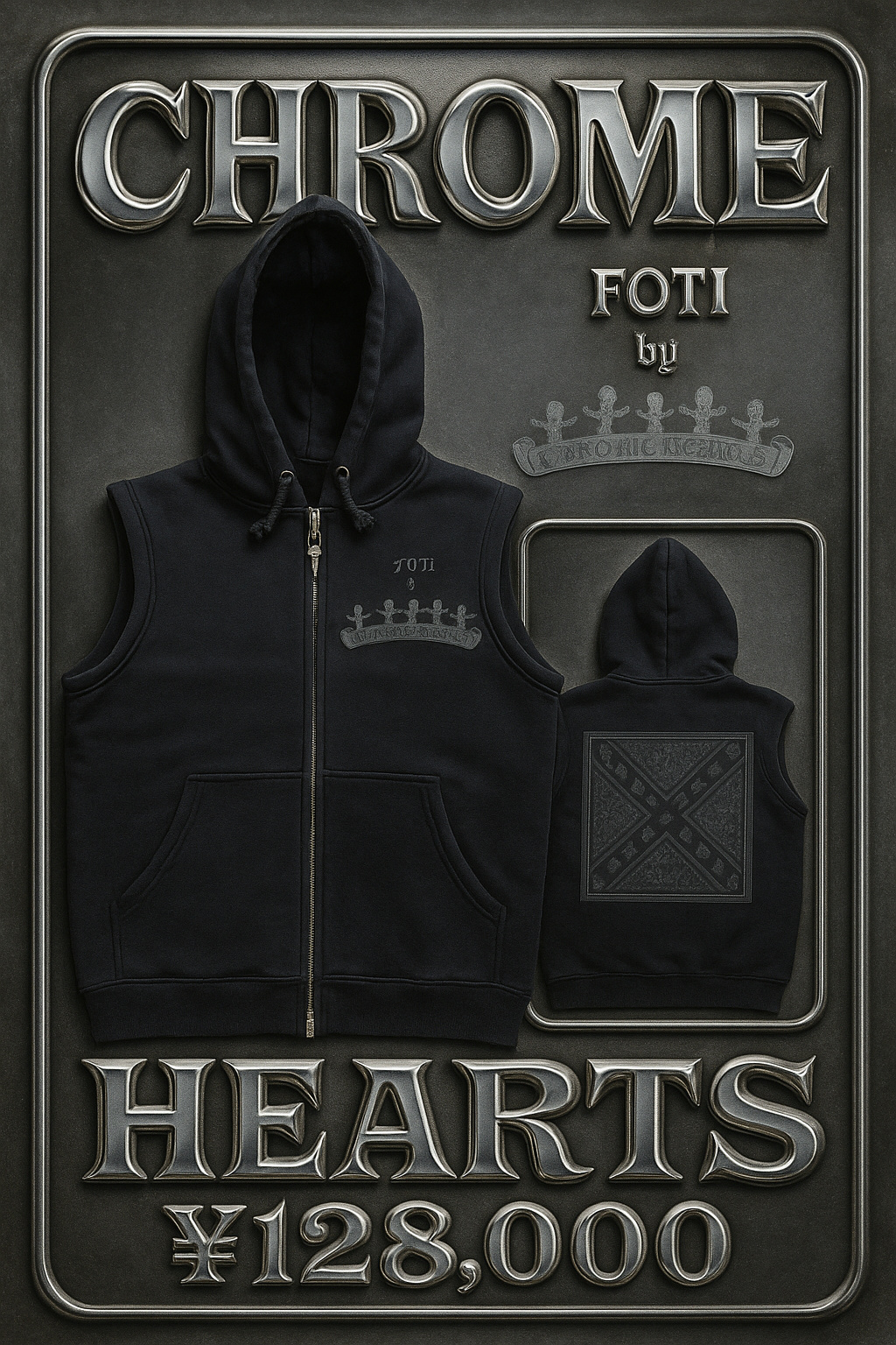 Chrome Hearts Foti SleeveleS/S zip-up Hoodie "Black"