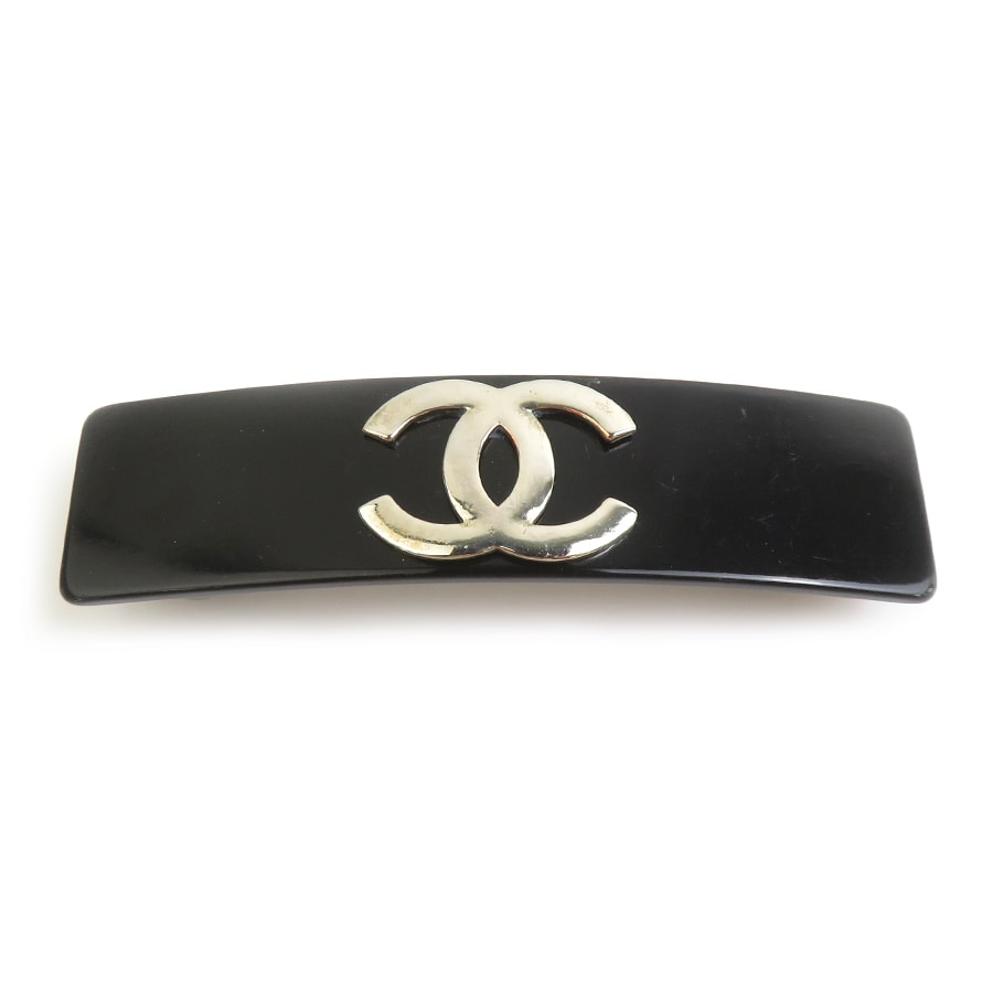 シャネル CHANEL バレッタ プラスチック/メタル ブラック/シルバー レディース【中古】 h32632a