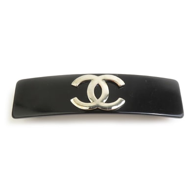 シャネル CHANEL バレッタ プラスチック/メタル ブラック/シルバー レディース【中古】 h32632a