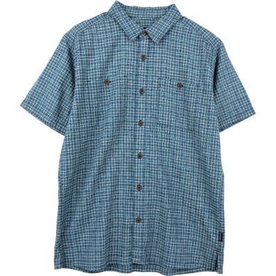 古着 パタゴニア Patagonia バックステップシャツ 53139SP18 チェック柄 半袖 コットン×ヘンプシャツ ボックスシャツ メンズM相当/eaa657975