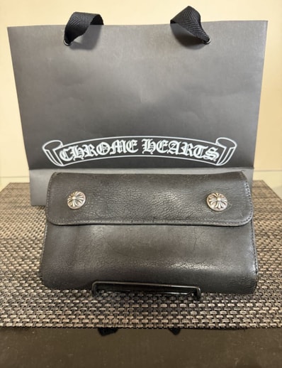 CHROME HEARTS クロムハーツ WAVE ウェーブクロス ウォレット 長財布 ブラック