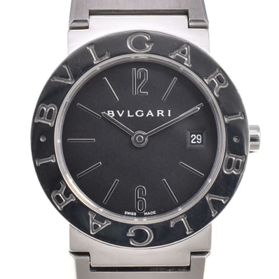 ブルガリ BVLGARI BB26SS ブルガリブルガリ デイト ブラック クォーツ レディース 良品 箱・保証書付き 腕時計 G#147084