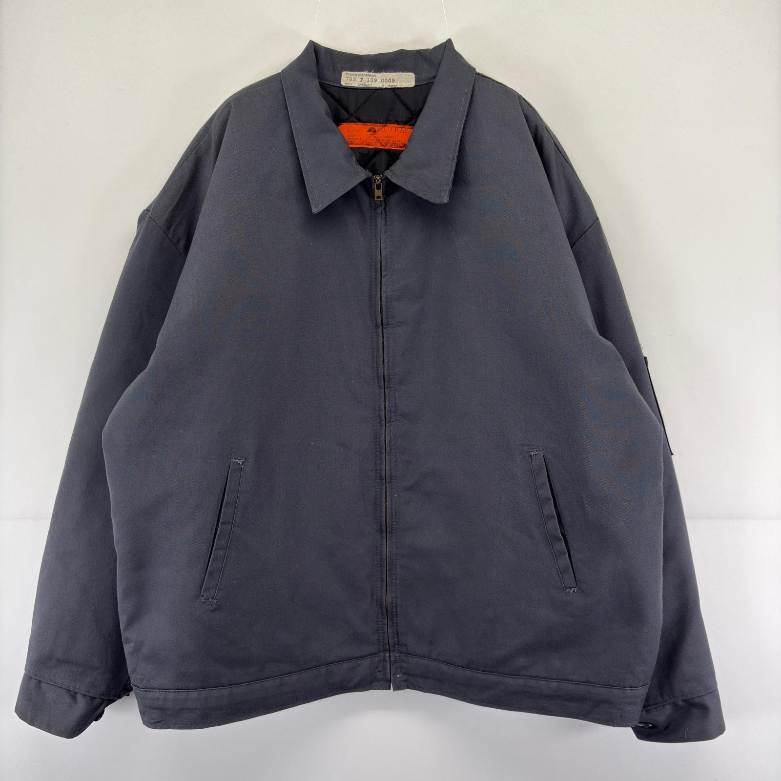 古着 レッドキャップ RED KAP ジャケット フルジップ キルティングライナー 大きいサイズ ワーク 作業着 2XL  グレー 無地 メンズ