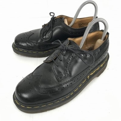 希少イングランド製★ドクターマーチン★本革/レザー/ウィングチップ/ローカットブーツ【24.0/黒】Dr.Martens◆F-103