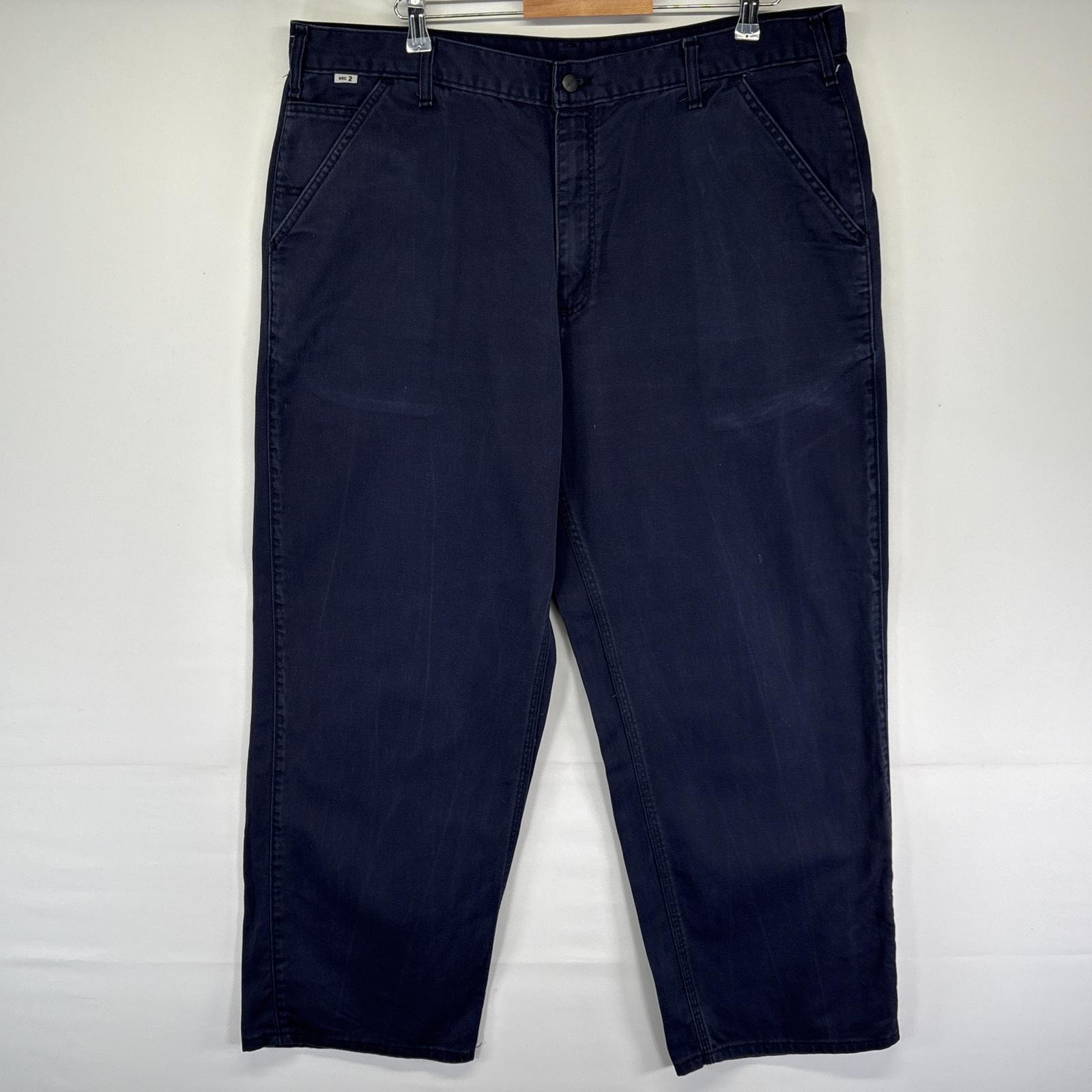 古着 カーハート Carhartt ワークパンツ FR 5ポケット ワンポイントロゴ 作業着 ジッパーフライ w40 L30  ネイビー メンズ