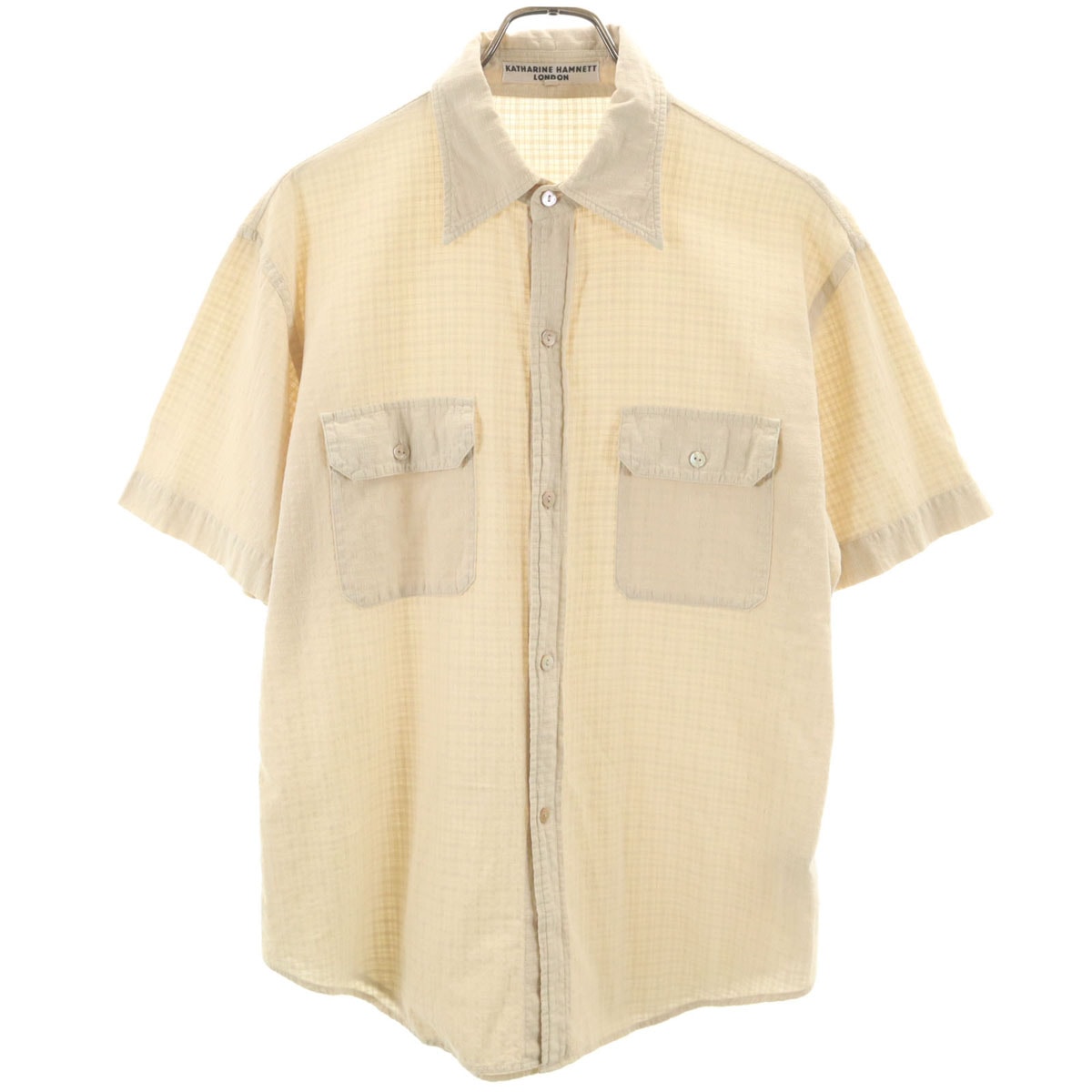 KATHARINE HAMNETT LONDON キャサリンハムネットロンドン 日本製 半袖 シャツ L ベージュ系
