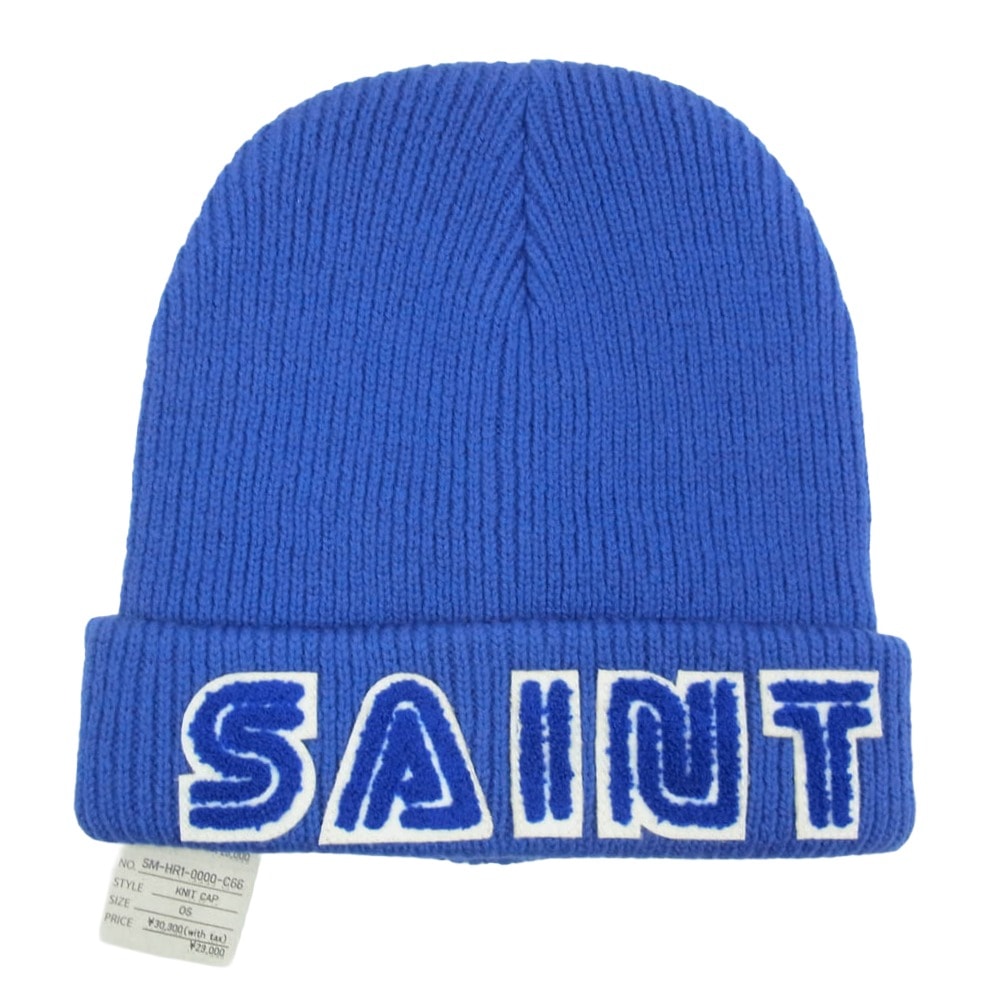 SAINT MICHAEL セントマイケル ニットキャップ 25AW SM-HR1-0000-C66 ×SEGA セガ KNIT CAP SAINT SEGA ロゴデザイン ニットキャップ ビーニー ブルー系 OS【新古品】【未使用】【中古】