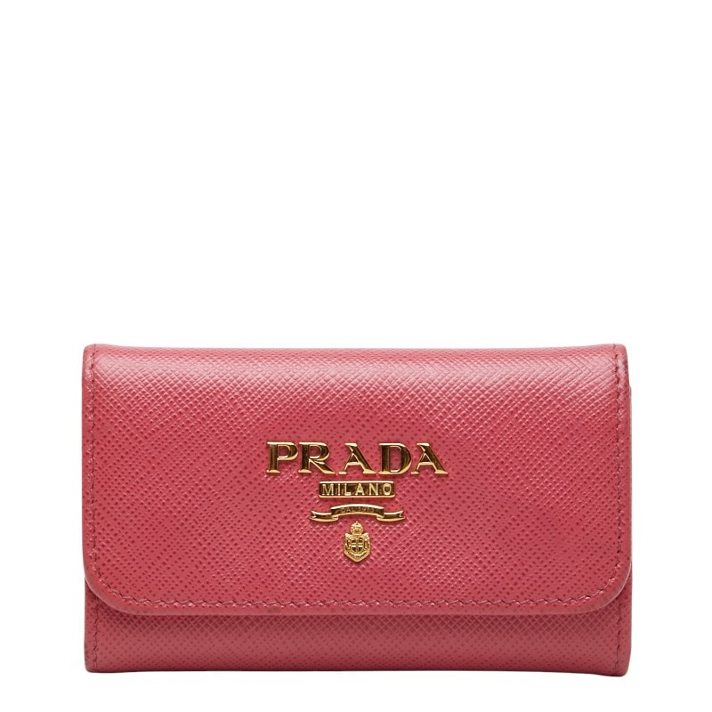 プラダ 6連 キーケース 1PG222 ピンク サフィアーノレザー レディース PRADA 【中古】
