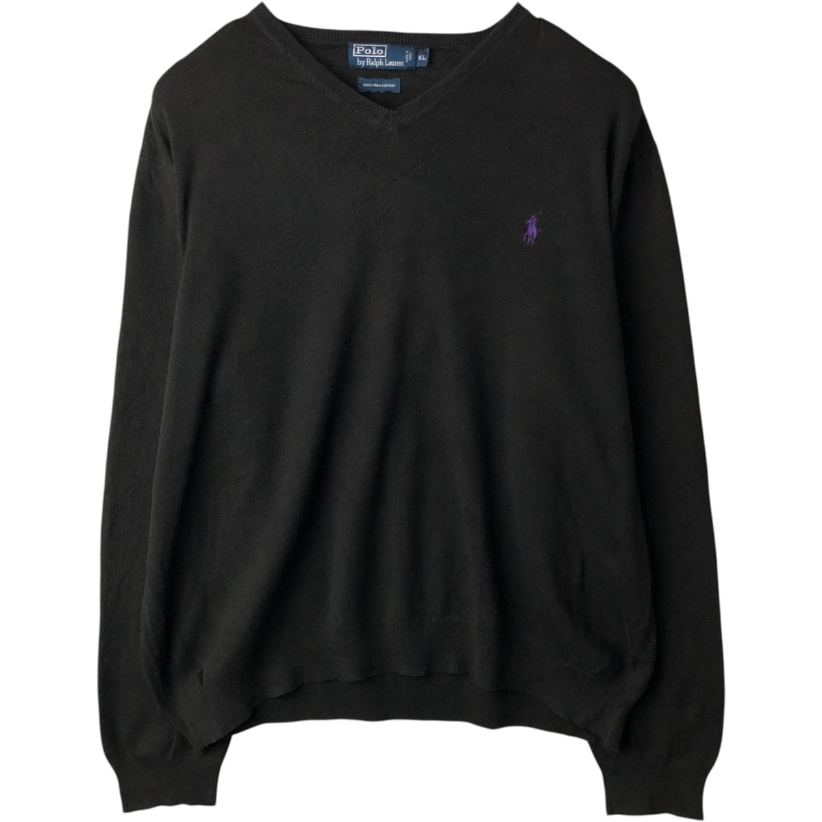 古着 ラルフローレン Ralph Lauren POLO by Ralph Lauren Vネック ピマコットンニットセーター メンズXL相当/eaa627575