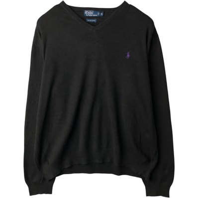 古着 ラルフローレン Ralph Lauren POLO by Ralph Lauren Vネック ピマコットンニットセーター メンズXL相当/eaa627575