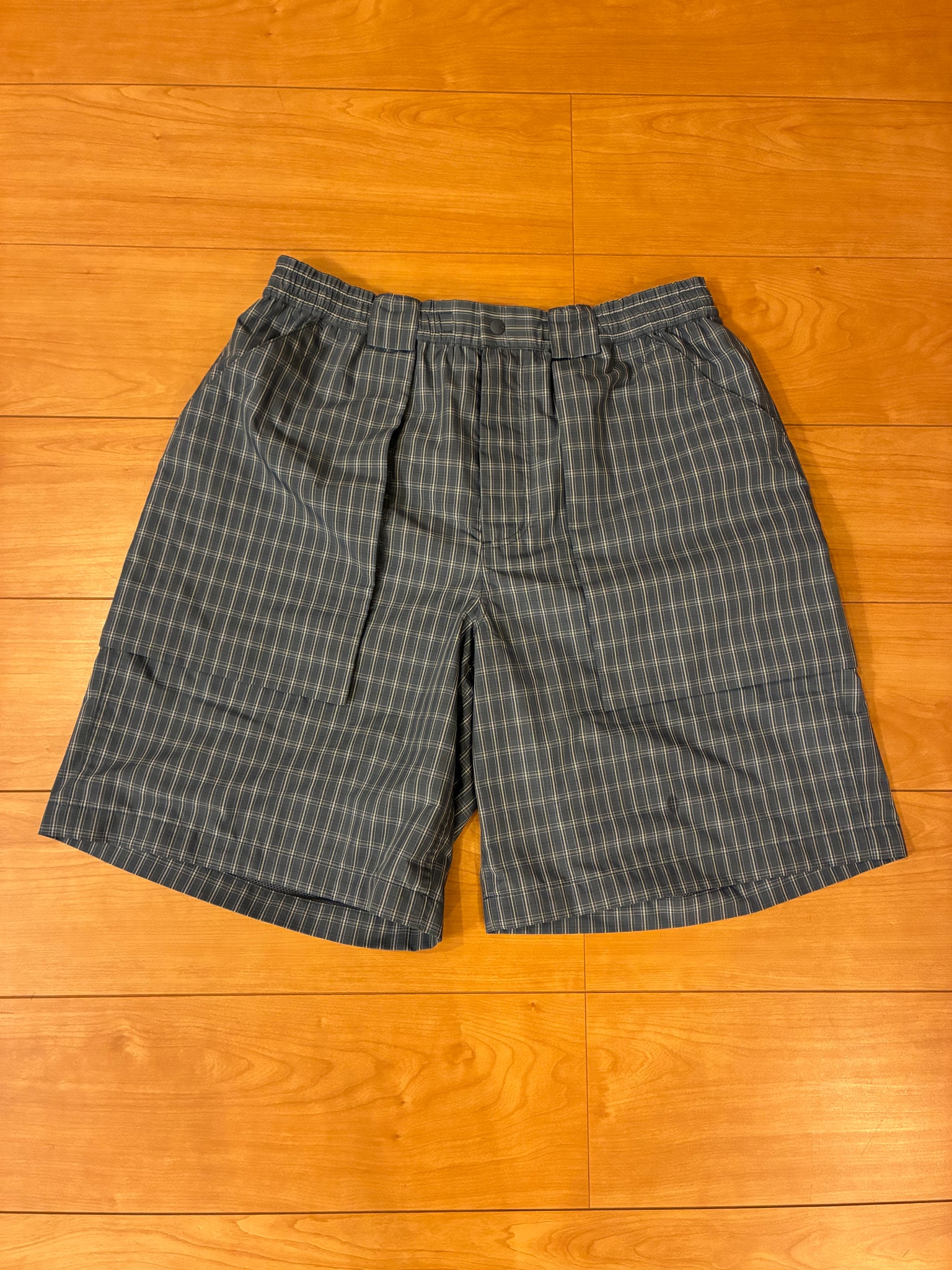 DAIWA PIER39 Tech 3D Pocket Cargo Shorts Summer Plaid "Smoke Blue"