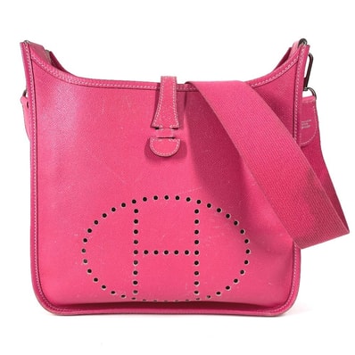 エルメス HERMES エブリン 1 PM H パンチングロゴ カバン 斜め掛け ショルダーバッグ エプソン ローズティリアン ピンク