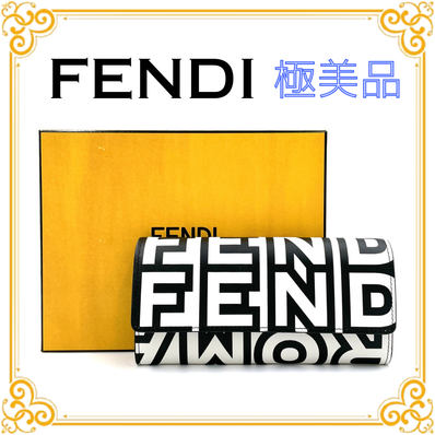 ■新品級■ FENDI フェンディ 8M0365 ローマ チェーンウォレット マークジェイコブス 長財布 限定品 コラボ 長財布 ホワイト ブラック