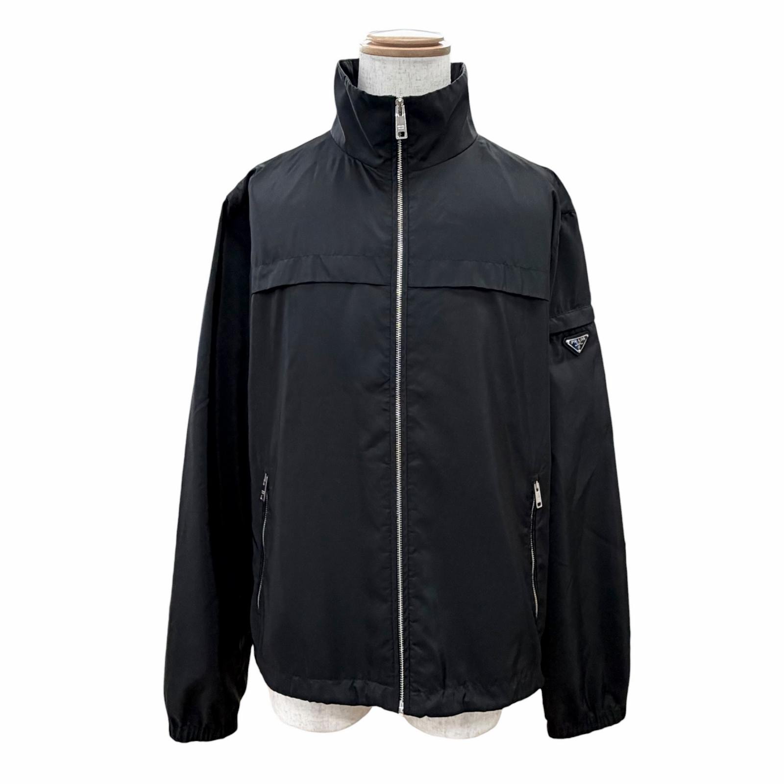 美品 プラダ トライアングルロゴ ブルゾン ジャケット 黒 56 SGN998