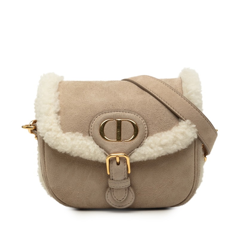 ディオール ディオールボビー 斜め掛け ショルダーバッグ ベージュ スウェード ムートン レディース Dior 中古