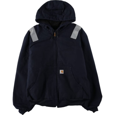 古着 カーハート Carhartt アクティブジャケット リフレクター付き ダックフルジップパーカー USA製 メンズXL相当/eaa645767