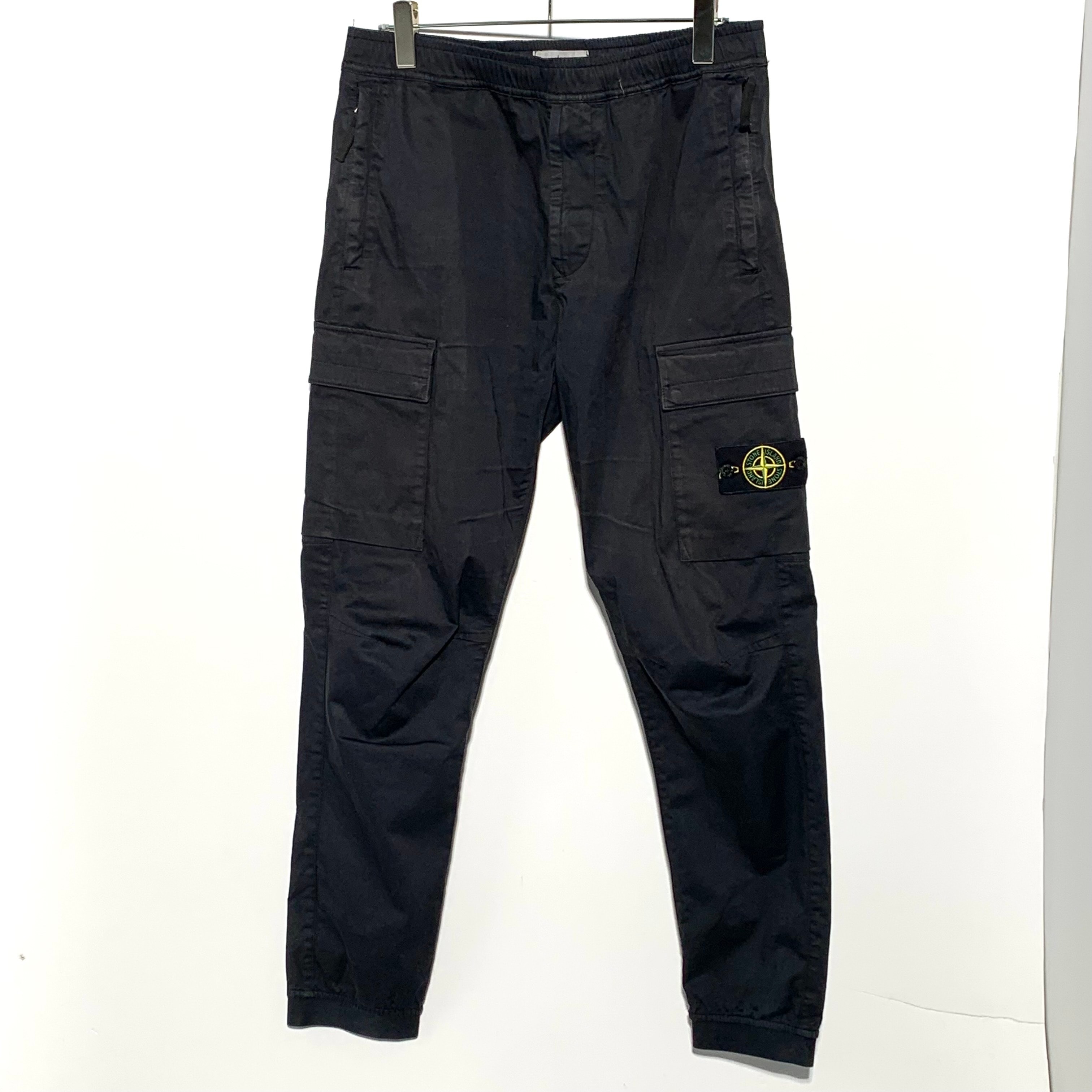 Stone Island Garment Dyed Stretch Cotton Wool Satin Cargo Pants "Black"