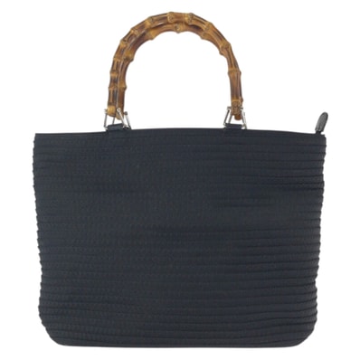 美品 GUCCI グッチ ヴィンテージ バンブー ブラック 黒 シルバー金具 ナイロン トートバッグ ハンドバッグ 602176 【中古】