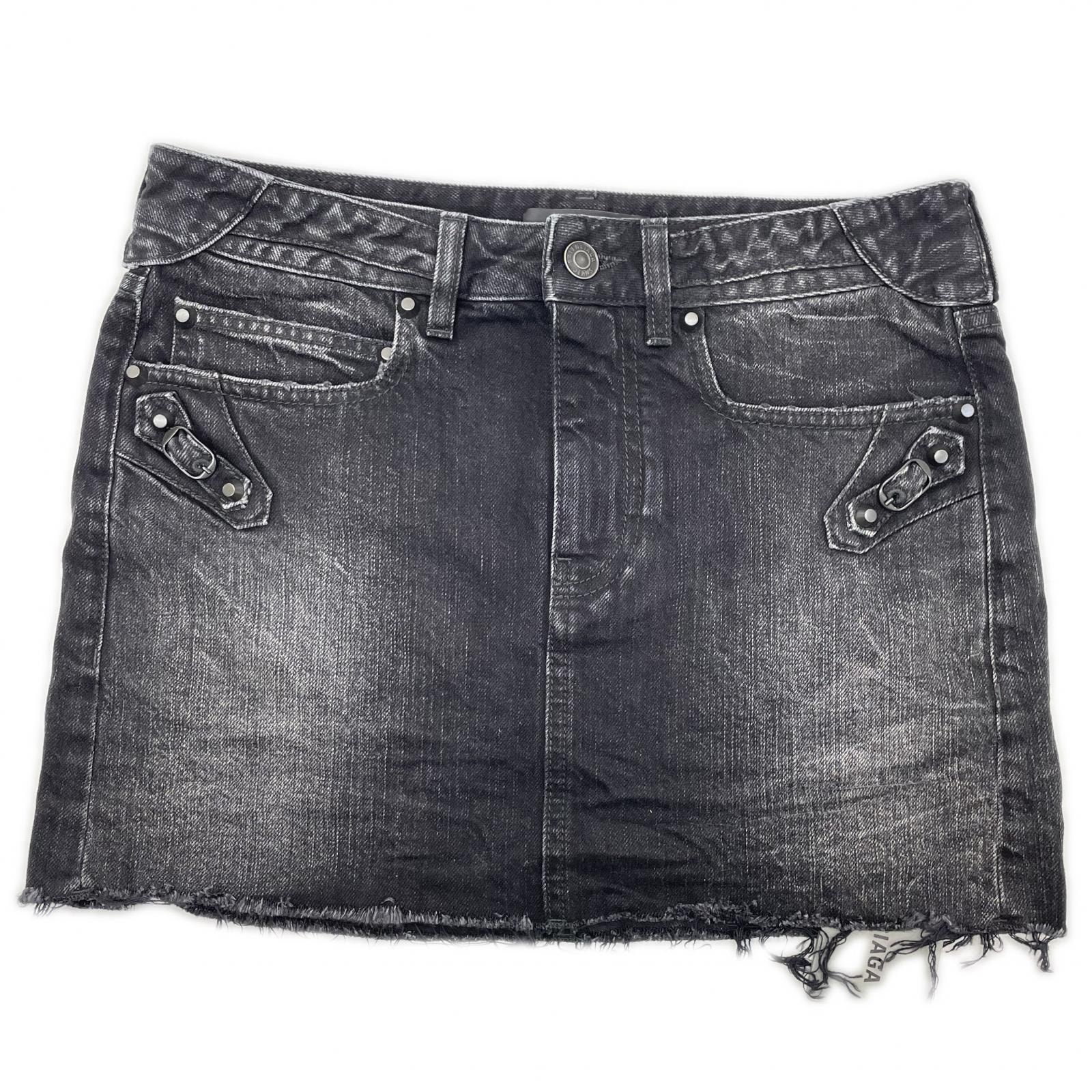 バレンシアガ 25年製 ブラック ウォッシュ加工 City Mini Denim Skirt/シティミニスカー 34