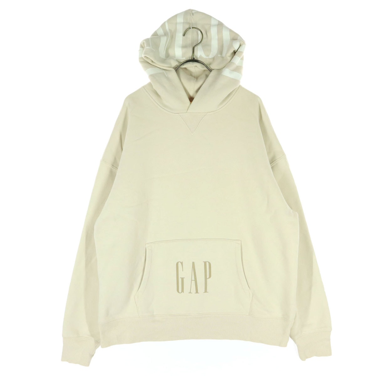 GAP ギャップ 裏起毛 プリントロゴ 長袖 スウェットパーカー M ホワイト系