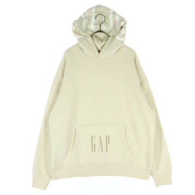 GAP ギャップ 裏起毛 プリントロゴ 長袖 スウェットパーカー M ホワイト系