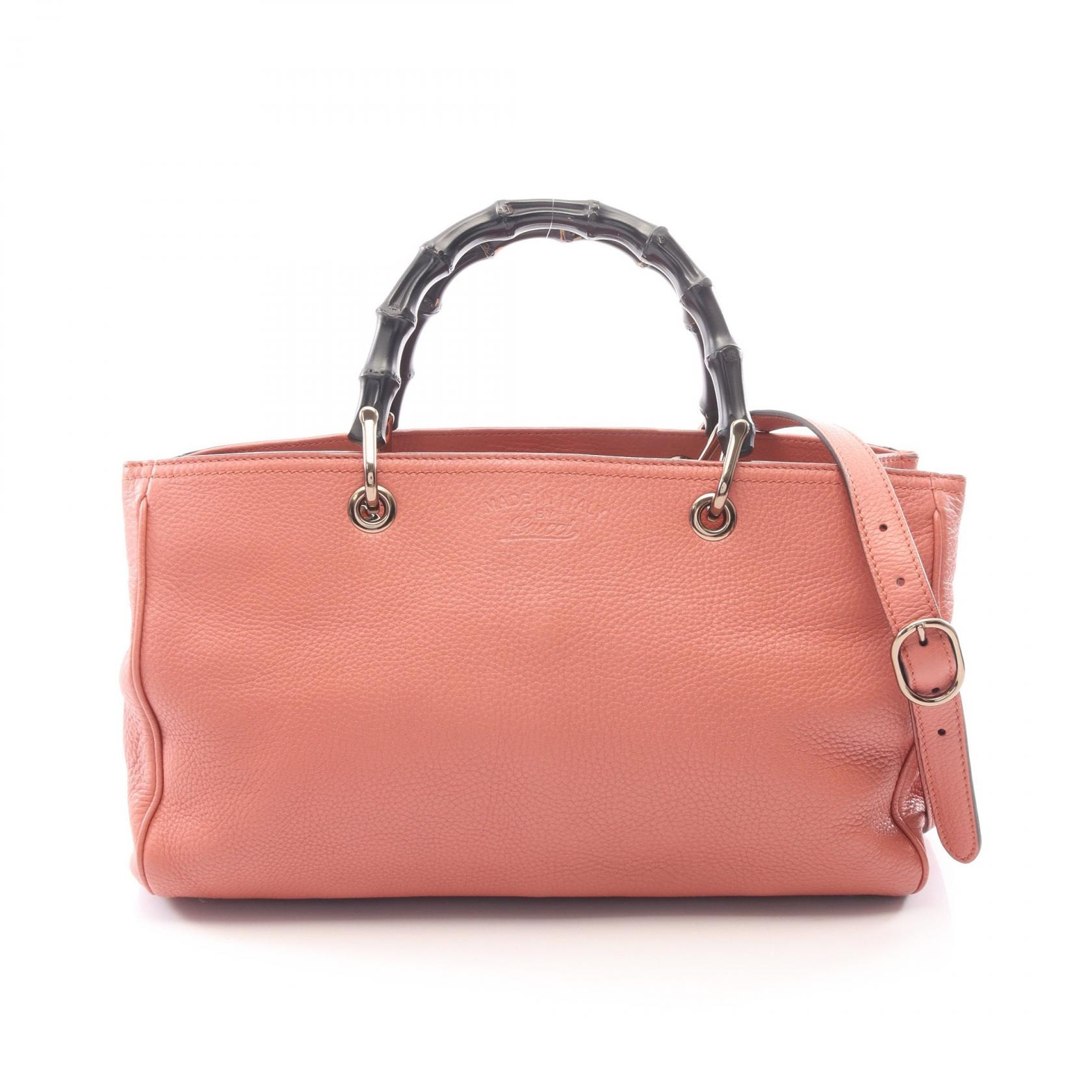 グッチ GUCCI バンブー ショッパー ミディアム 2WAY トートバッグ バッグ レザー レディース ピンク系 / ブラック系 323660 【中古】