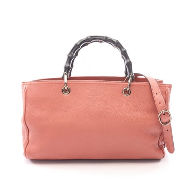 グッチ GUCCI バンブー ショッパー ミディアム 2WAY トートバッグ バッグ レザー レディース ピンク系 / ブラック系 323660 【中古】