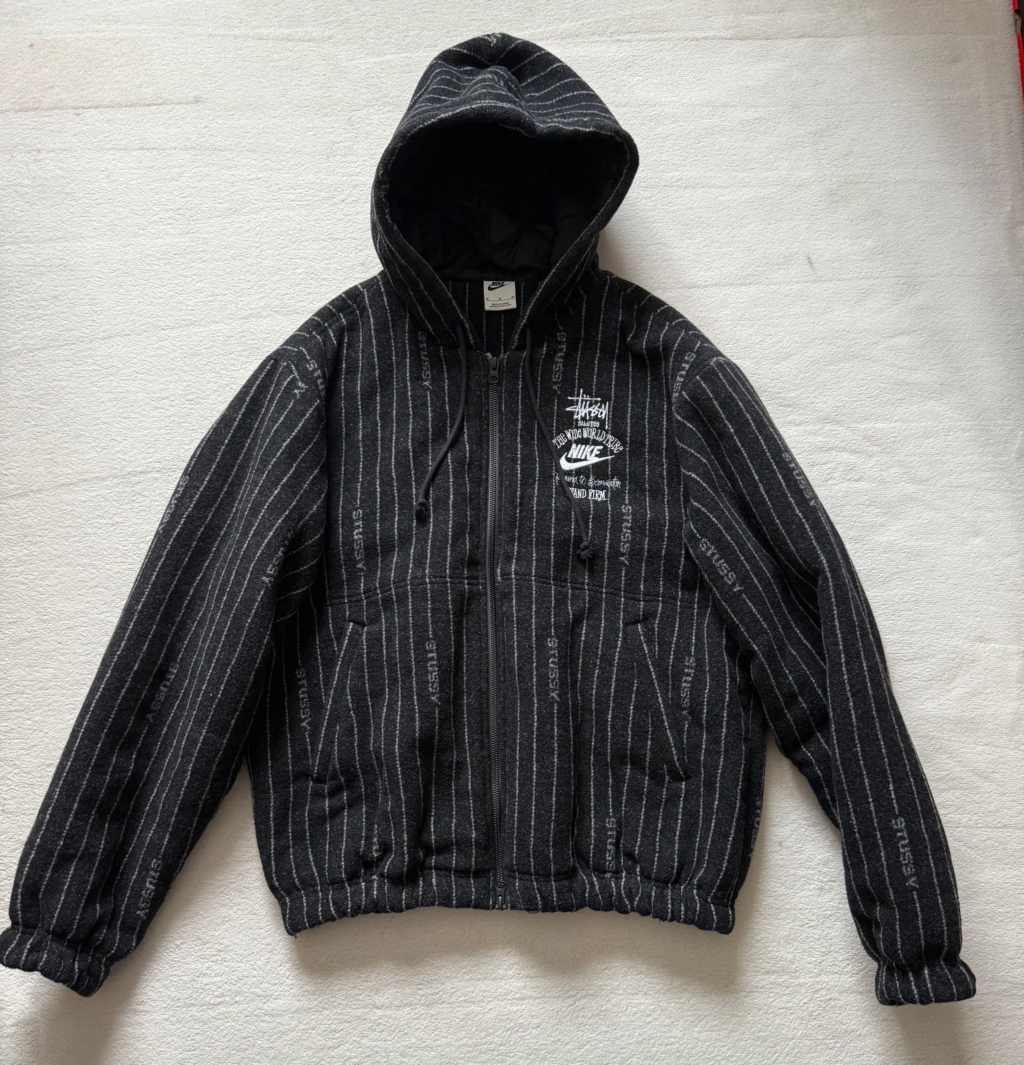 Stussy x Nike Striped Wool Jacket "Black"