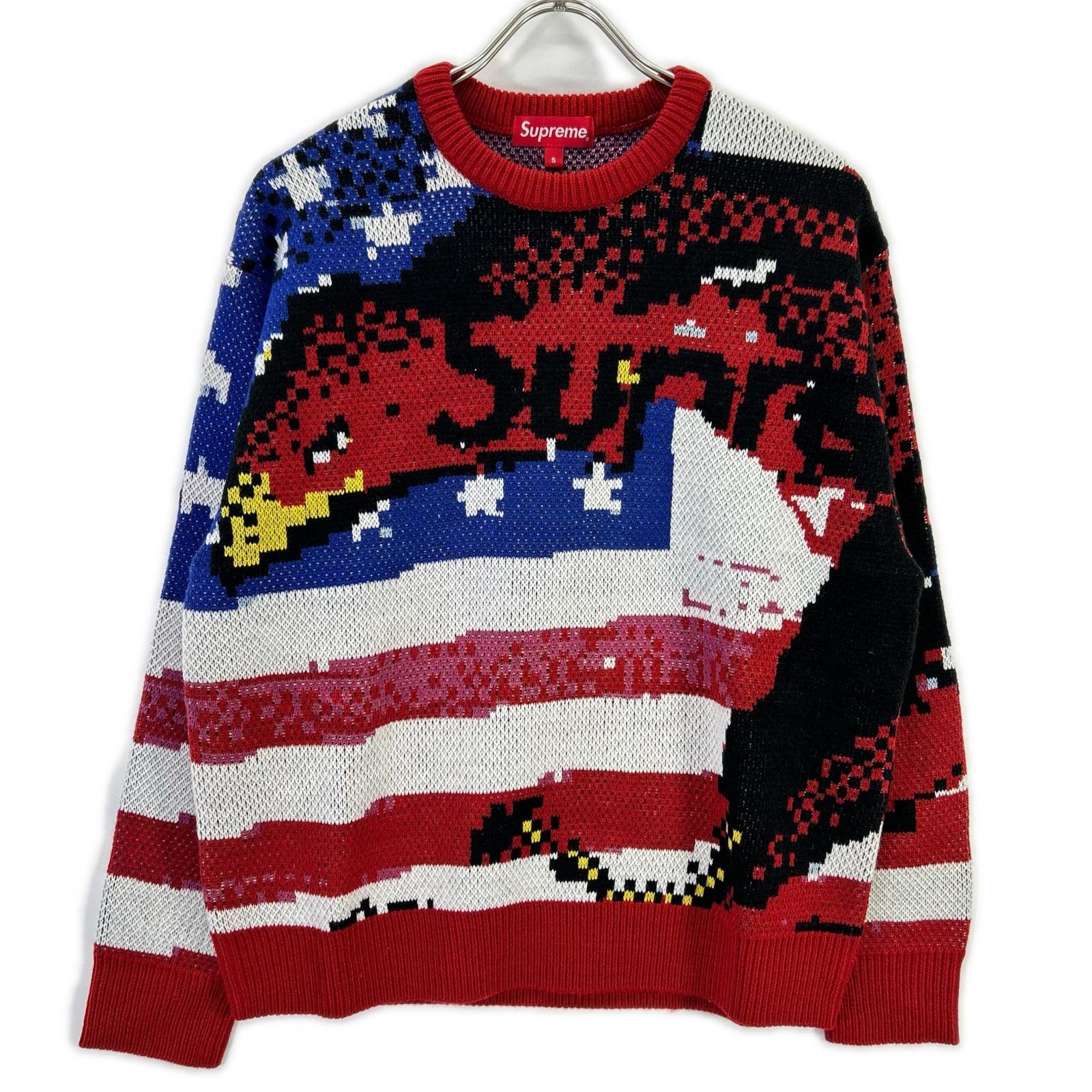 シュプリーム 21SS SS21SK8 Digital Flag Sweater Red S