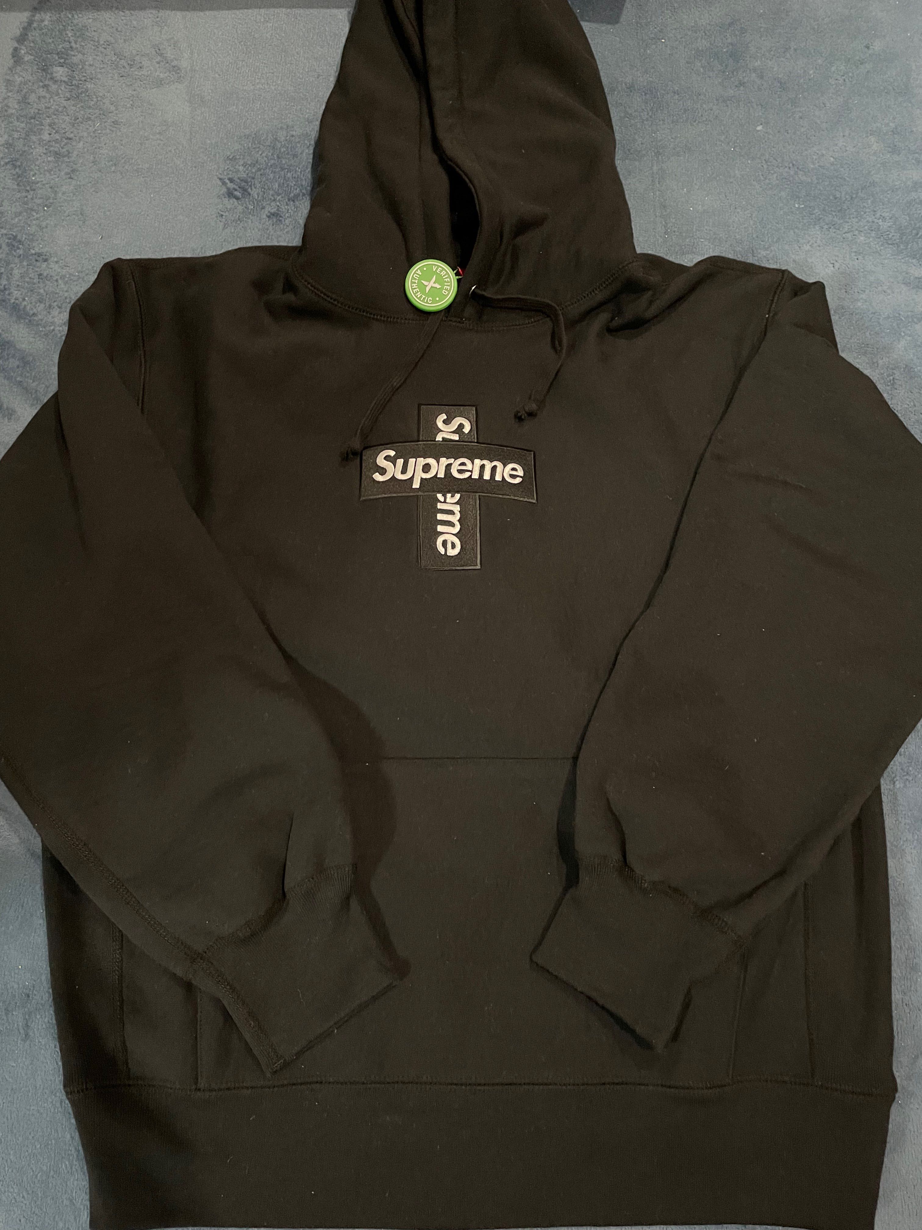 Supreme Cross Box Logo Hooded Sweatshirt "Black"