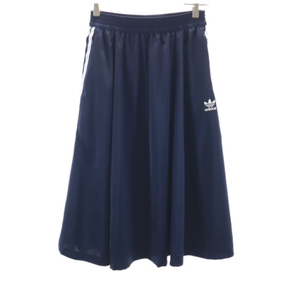 adidas アディダス ミモレ丈 スカート L ネイビー 3ライン