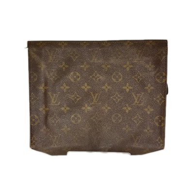 LOUIS VUITTON ルイヴィトン モノグラム ポッシュ・トワレット セカンドバッグ M47542 ブラウン ファスナー部分破損有