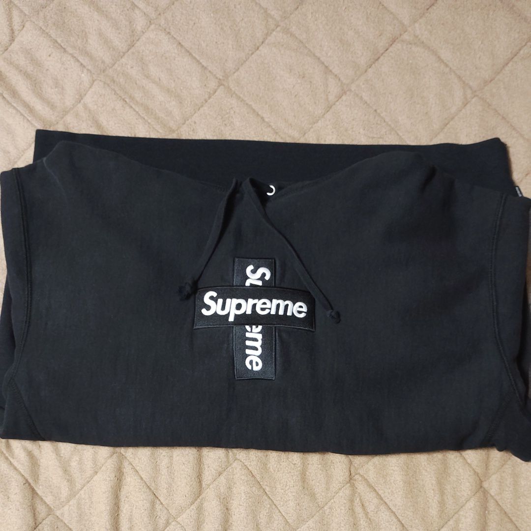 Supreme Cross Box Logo Hooded Sweatshirt "Black"