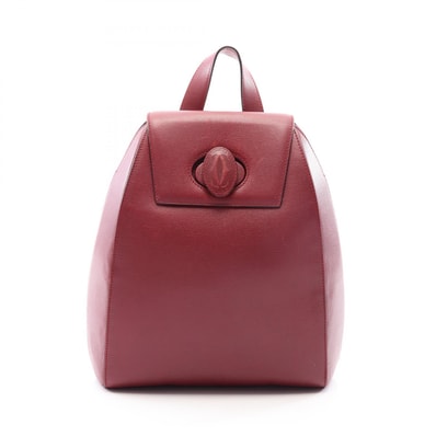 カルティエ CARTIER マストライン リュックサック バックパック バッグ レザー レディース ボルドー系 【中古】