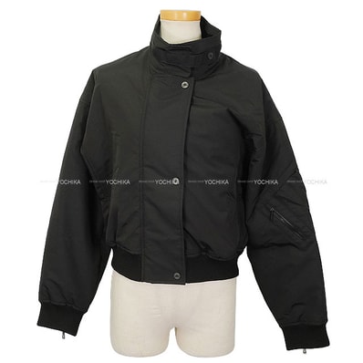 HERMES エルメス ブルゾン クルードセル カルトゥッシュ ボンバー ジャケット 黒 (ブラック) ウール/ナイロン #34 シルバー金具 新品