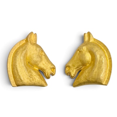 美品 エルメス シュバル ホースヘッド 馬 イヤリング ゴールド レディース