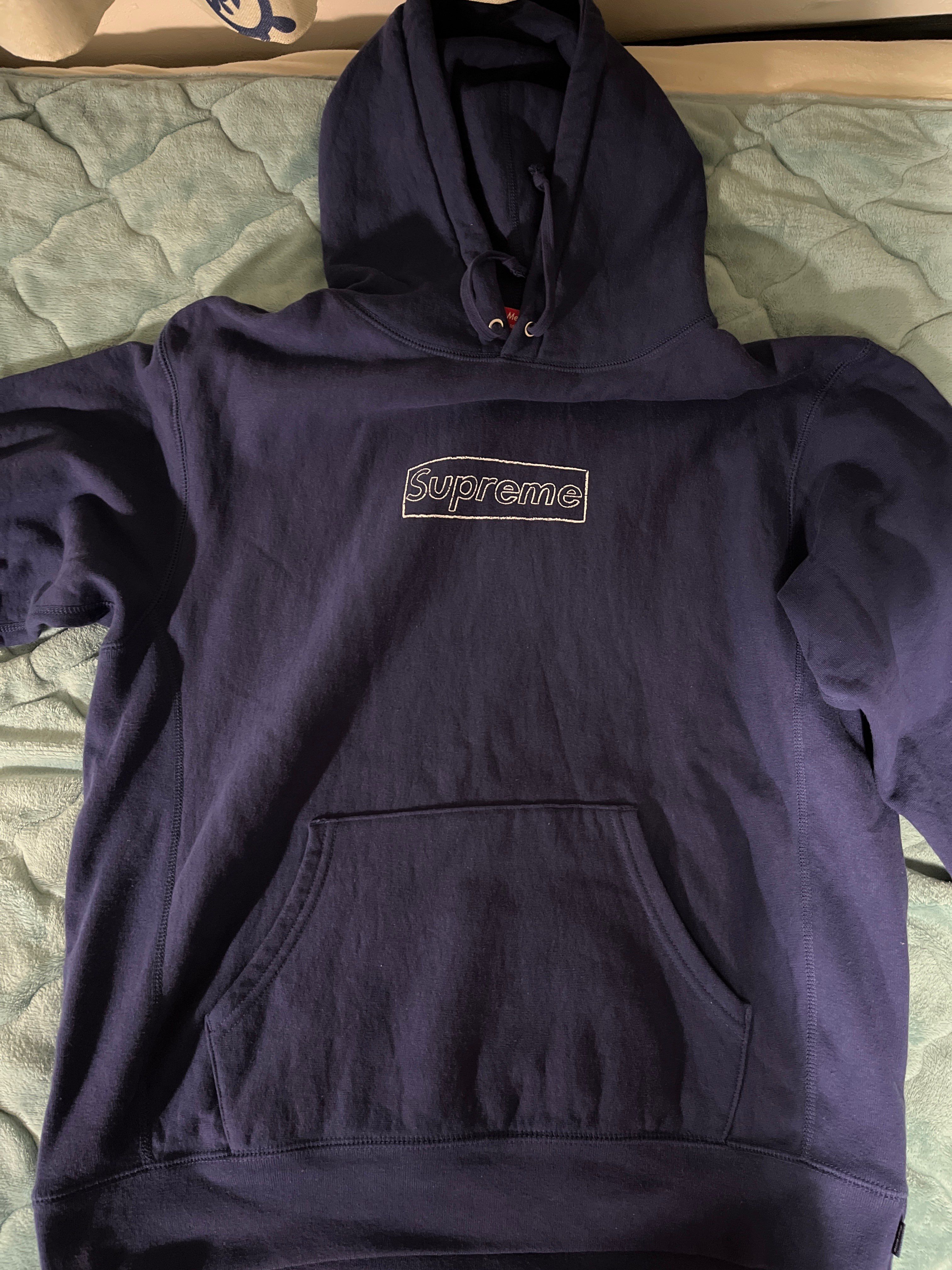 Supreme KAWS Chalk Logo Hooded Sweatshirt "Washed Navy"(2021)