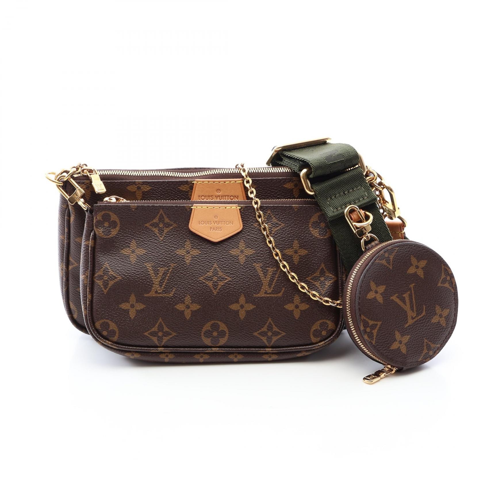 ルイ・ヴィトン LOUIS VUITTON ミュルティ ポシェットアクセソワール ショルダーバッグ バッグ PVCコーティングキャンバス レザー モノグラム レディース ブラウン系 / カーキ系 M44813 【中古】