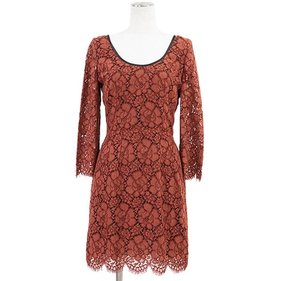 【未使用】 ドルチェアンドガッバーナ 花柄 ワンピース レディース カッパーオレンジ 40 DOLCE&GABBANA